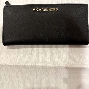 Michael Kors black large slim bifold wallet